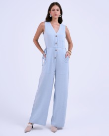 SIXDO G-Blue Woven Jumpsuit Long L